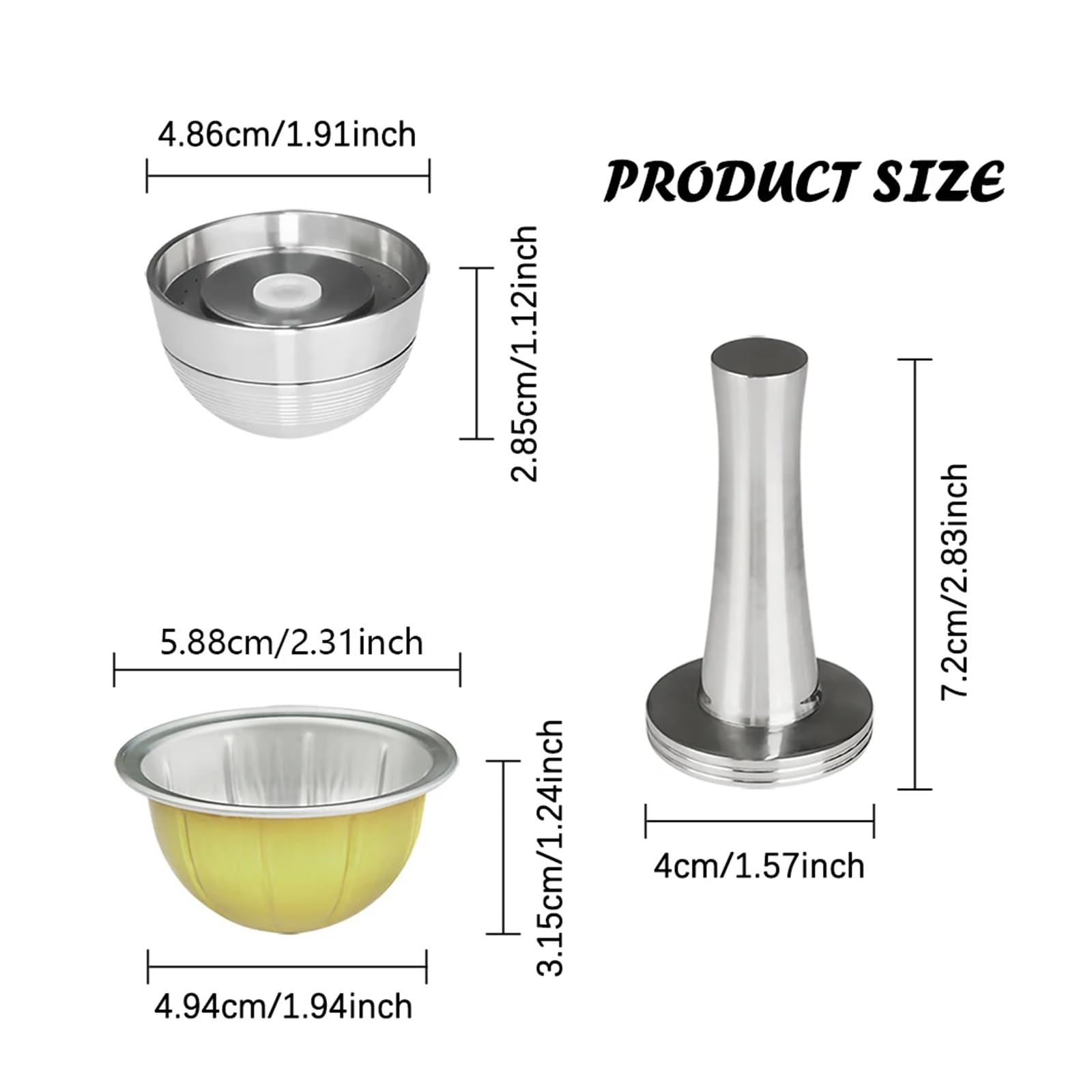 Wielorazowe kapsułki do kawy ze stali nierdzewnej, kompatybilne z aluminiowymi, wymiennymi kapsułkami do kawy Vertuonext(Wareset C)