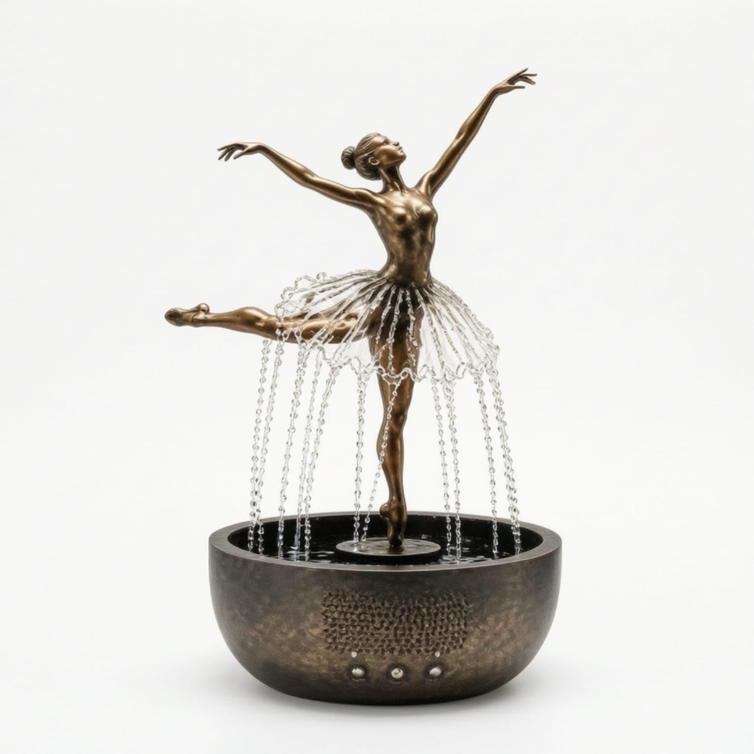 Bronze Finish Ballerina Water Fountain Decorative Fountain with Ballerina Figurine Elegant Relaxing for Dancers, Meditators, Desk, Living Room, Meditation Space, Ballerina B-image-45