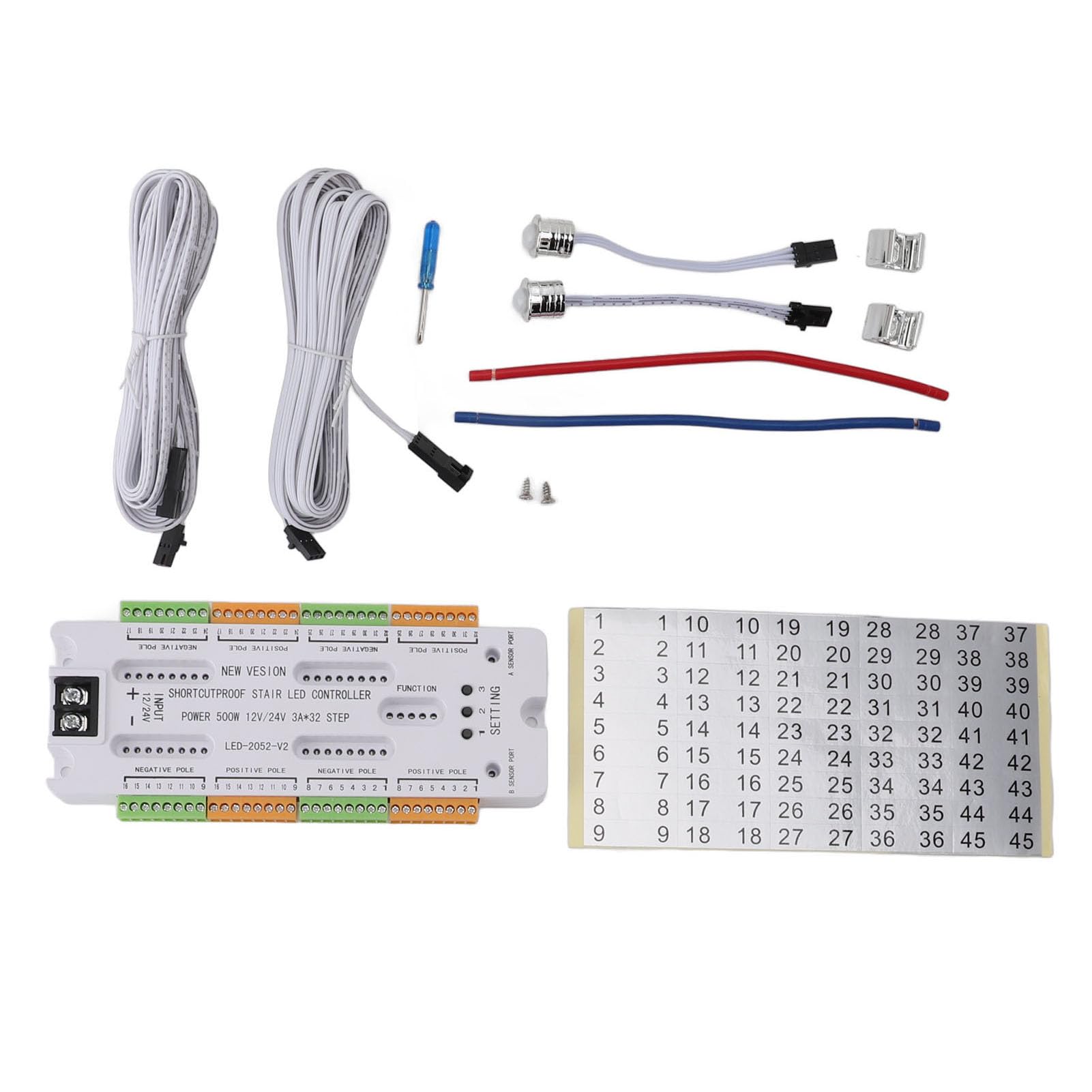 Motion Sensor Stair Light Controller Kit, Intelligent LED Stair Lighting Kit Multifunctional LED Light Human Body Induction Kit, Automatic Cascaded Staircase Ladder Step Light