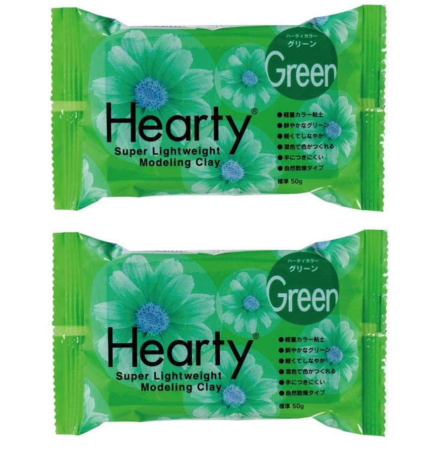 Padico Hearty Soft Lightweight Clay 50g Color Green for Modelling and Sculpting, Air Dry Clay for Art and Craft, Gift for Artists Students Children Professional/Artist Quality Japan Import Pack of 2-image-34