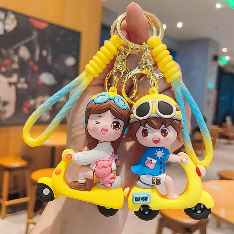 Image of Cute Cartoon Character Silicone 3D Key Chain with Strap Charm & Metal Hook, Merchandise Key Rings Gift for Kids Girls Boys Men & Women