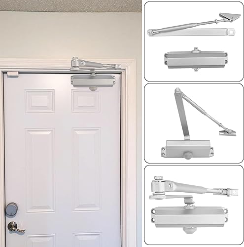Miniatura 7 de Cierrapuertas hidráulicas de 3 piezas, cierre de puerta, cierrapuertas automático, cerrador de puerta residencial para hogares, oficinas, escuelas y