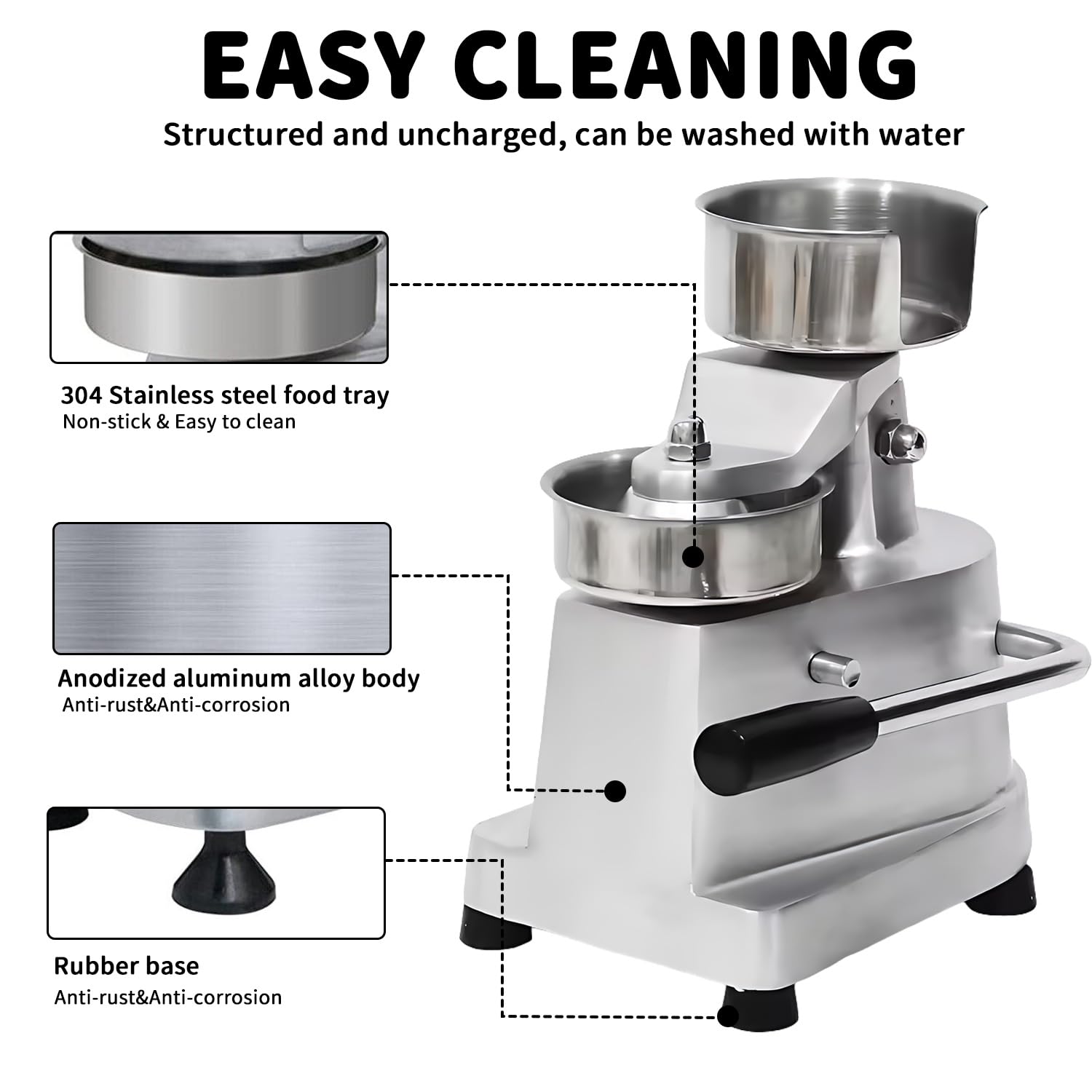 Macchina per Hamburger Commerciale, Burger Patty Pressa da 130 mm, Pressa per Hamburger in Acciaio Inox Alimentare, Pressa per Hamburger per Esterni, Cucine Scolastiche, Hotel, Ristoranti
