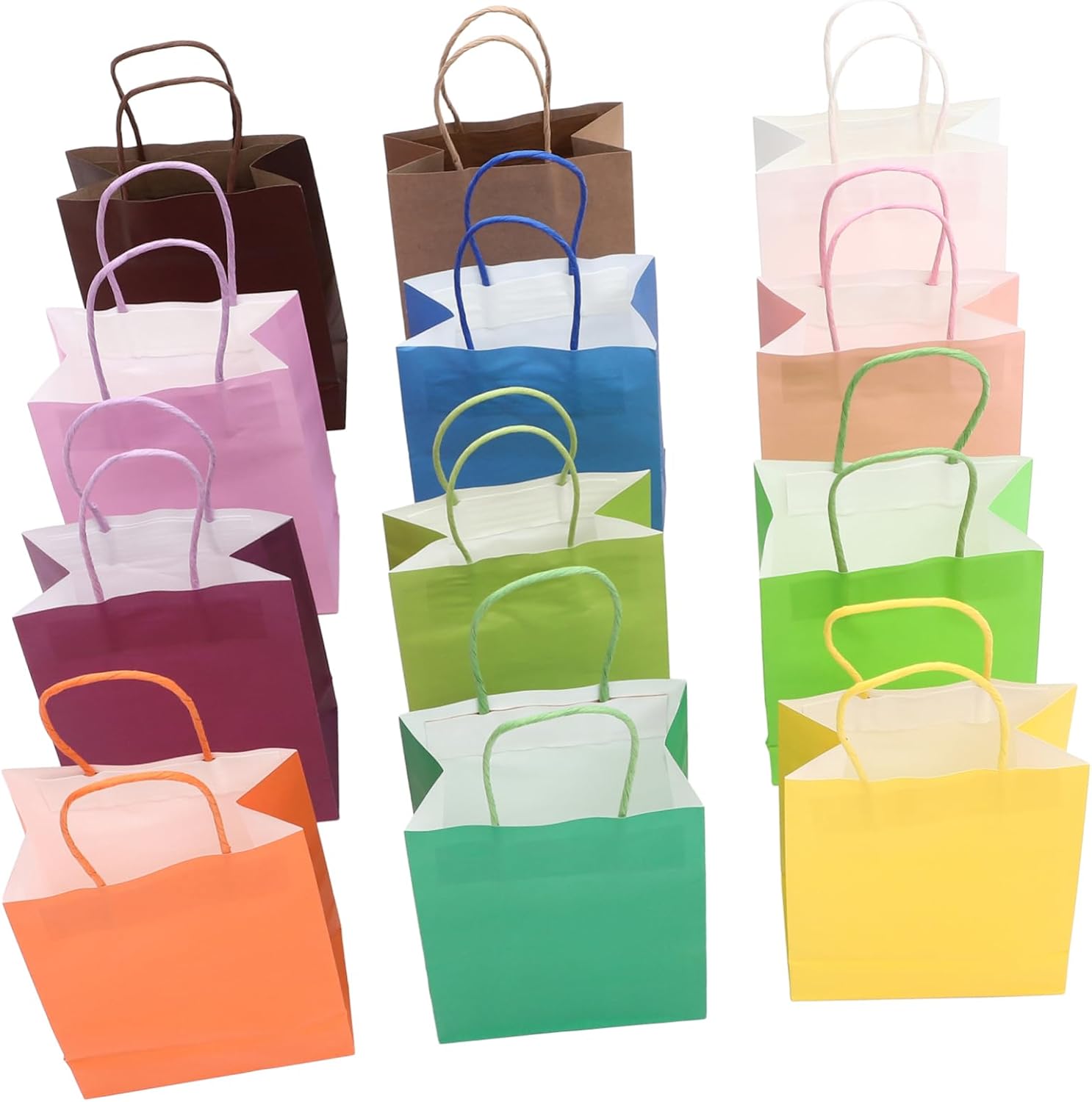 ORFOFE 12pcs Colorful Kraft Paper Wrapping Bags Tote Bag for Party Favor Storage Pouch for Birthday