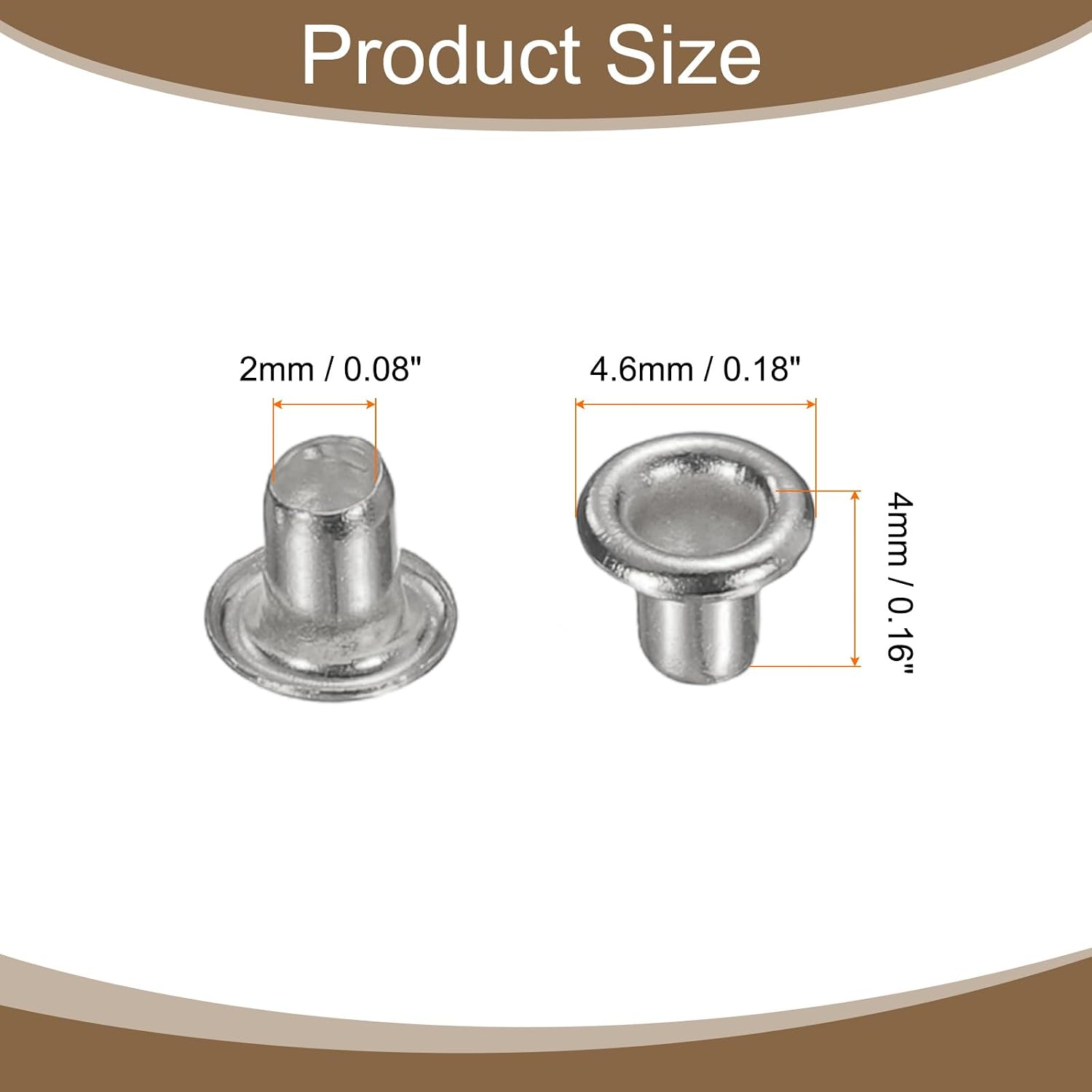 HARFINGTON 100Pcs Grommets Eyelets 2mm 1/9 Inch Brass Eyelets Kit for Fabric Curtain Tarps Leather Belt Shoes Bag DIY, Silver