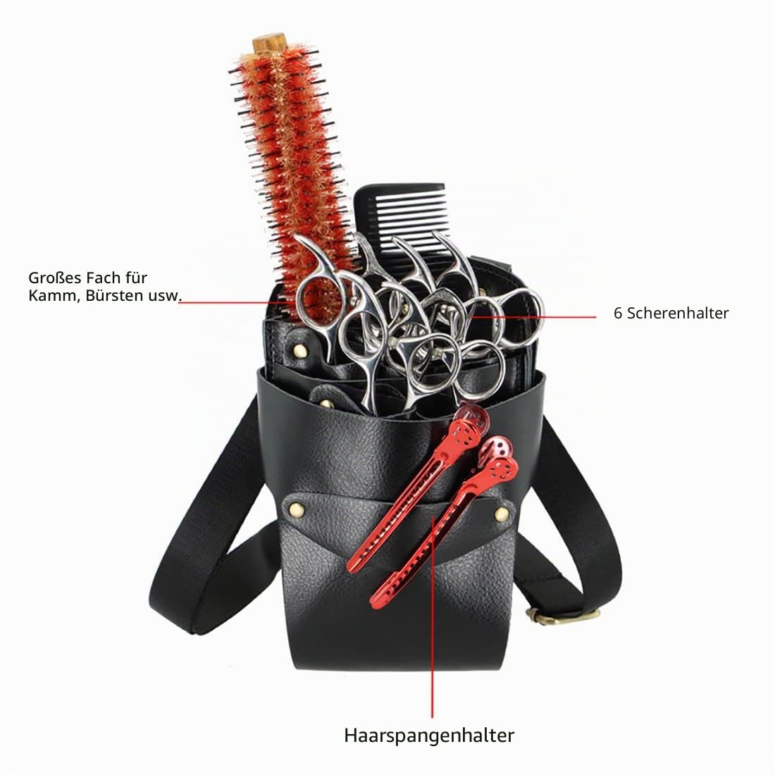 Friseur scherentasche Leder, friseur Werkzeugtasche Professionelle Schwarz | Salon Barber Friseur Gürteltasche, Friseurschere Holster Friseurwerkzeug Tragetasche mit verstellbarem Schultergurt