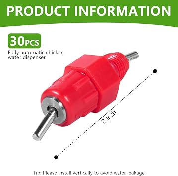 KISEER 30 Pack Automatic Chicken Waterer Poultry Water Nipple Drinker Feeders Hen Duck Screw Style