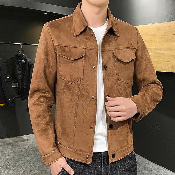 Xingfenly 2023Men' coat spring and autumn handsome top Korean version of the suede ' jacket everything