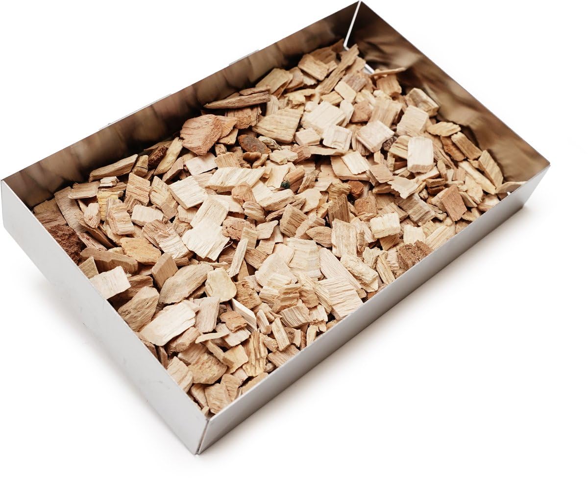 Set di legno per affumicatura in acciaio INOX, completo di 3 trucioli per affumicatura da 4 l