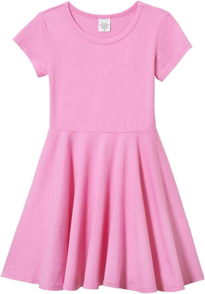 Girls Soft Cotton Jersey Short Sleeve Twirly Dress