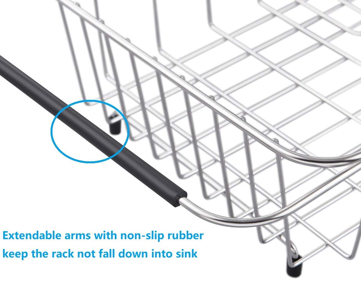 Expandable Dish Drying Rack 304 Stainless Steel Over Sink Dish Drainer