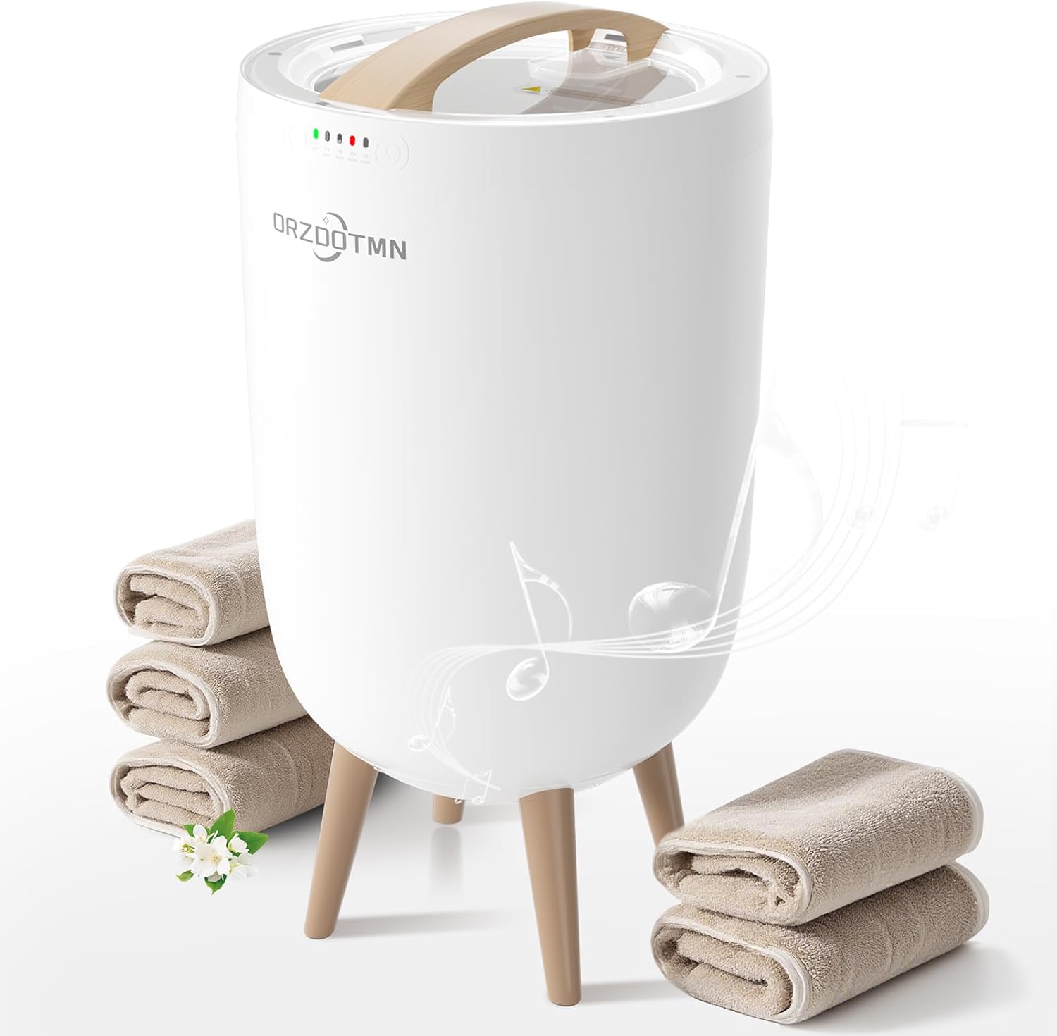 Luxury Heated Towel Warmer Bucket - 25L Fast Heating Towel Warmers for Bathroom, Bluetooth Speaker, Fits Two 40"x70" Towels/Bathrobes/Blankets, Extra Large Towel Heater for Spa with Timer, Mood Light White