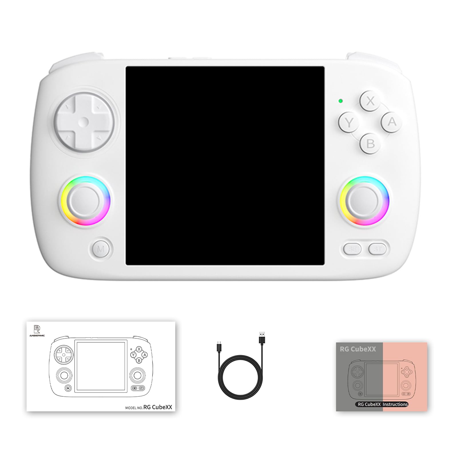 Nuova console di gioco portatile RG CubeXX, console di gioco portatile retrò, schermo da 4,0 pollici, sistema Linux, supporto 2.4G wireless gamepad uscita TV 5G WIFI Bluetooth 4.2 bianco