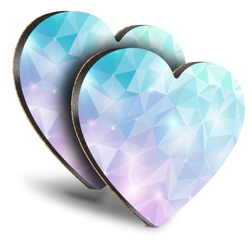 Destination Vinyl ltdGreat Coasters (Set of 2) Heart - Abstract Diamond Crystal Drink Glossy Coasters/Tabletop Protection for Any Table Type #2667