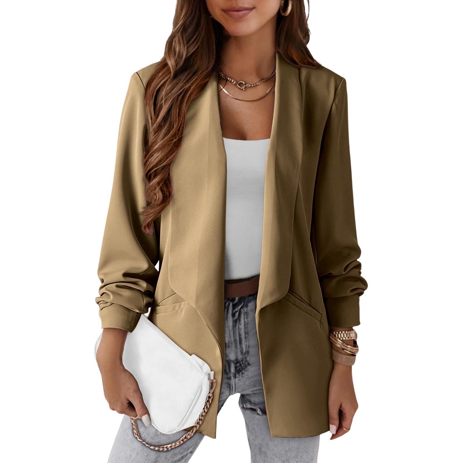 Womens Open Front Blazers Long Sleeve Lightweight Office Work Jackets Business Casual Suit Oversized Blazer