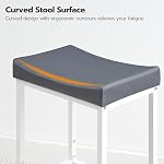 HOOBRO Bar Stools, Set of 2 Bar Chairs, Counter Height Stools, Saddle Stools with Curved Surface, Kitchen Stools, 63 cm, 6 cm Thick Upholstery, for Kitchen, Dining Room, White and Gray WG10BY01