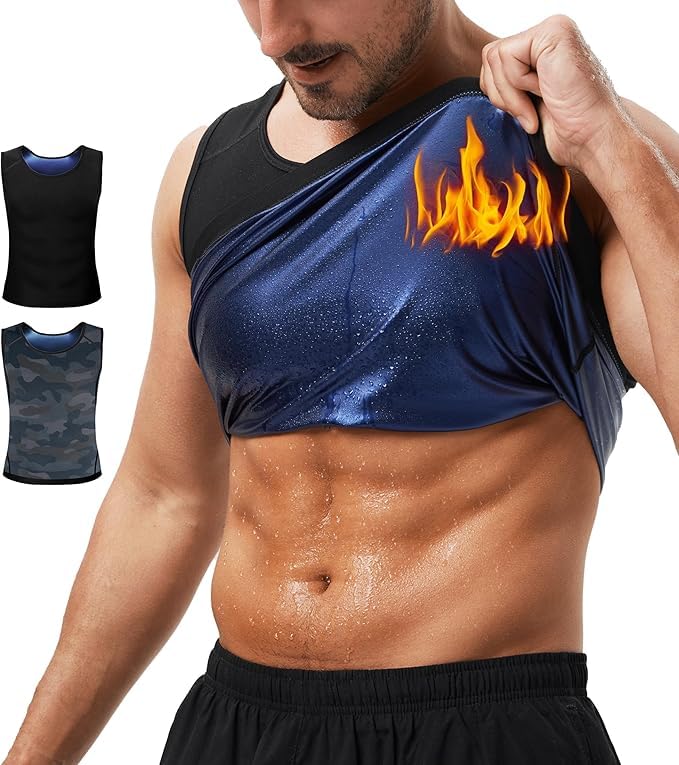 GVV Sveat Shapewear Vest Belt for Men, Polymer Shapewear, Workout for Weight Loss Waist Body Slimming, Trainer Black and Navy Blue