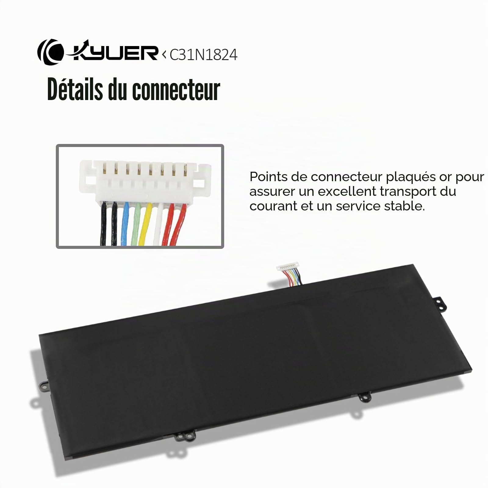 K KYUER C31N1824 Batterie pour ASUS Chromebook Flip C434 C434T C434TA 2-in-1 Convertible 14-inch m3-8100Y m5-8200Y C434TA-E10013 C434TA-E10009 C434TA-AI0041 C434TA-AI0032 C434TA-AI0029 C434TA-AI0362