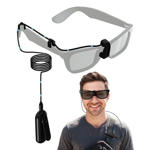 Wearable Battery Pack Compatible with Ray-Ban Meta Smart Glasses Gen 1 & Gen 2, Wireless Charger for Wayfarer & Skyler Gen1 & 2, 60Min Fast Charging, Portable Wearable Battery & Enhanced Connectors