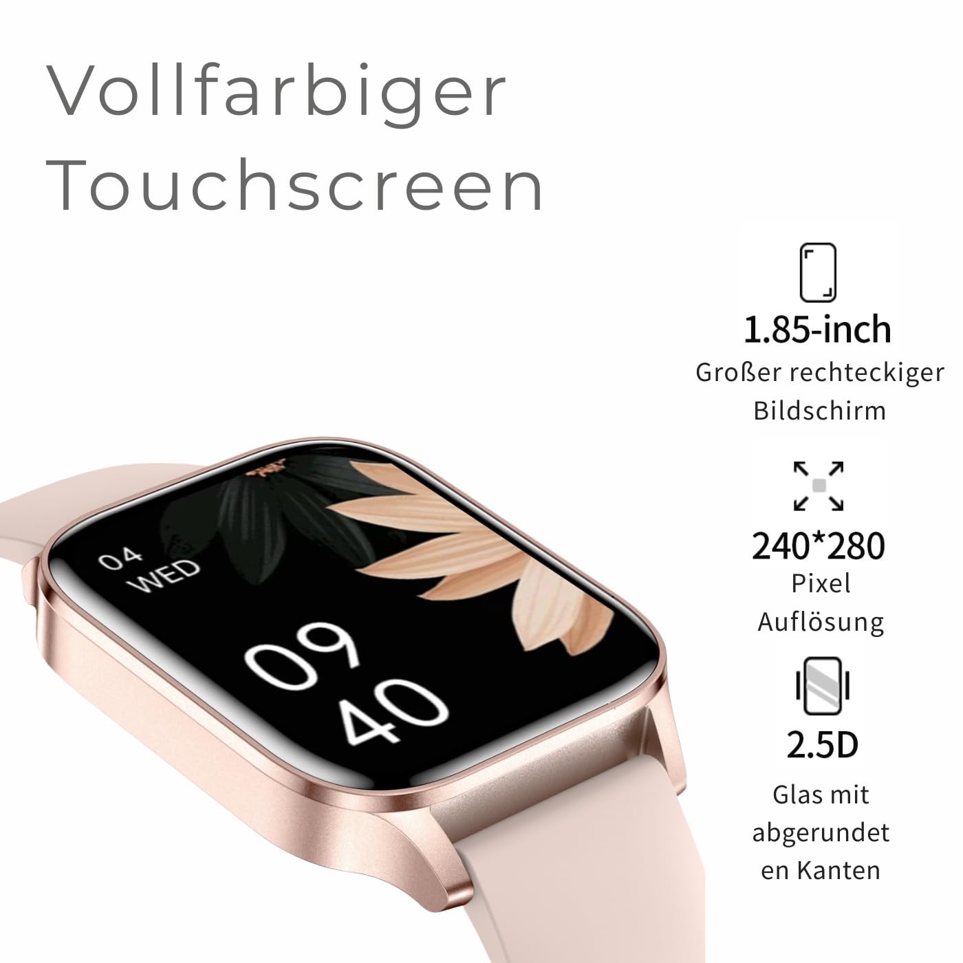 Smartwatch damski, złoty, 1,95" zegarek fitness z funkcją telefonu, tracker fitness do systemów Android i iOS, wodoszczelność IP68, zegarek sportowy z pulsometrem, krokomierzem i monitorem snu