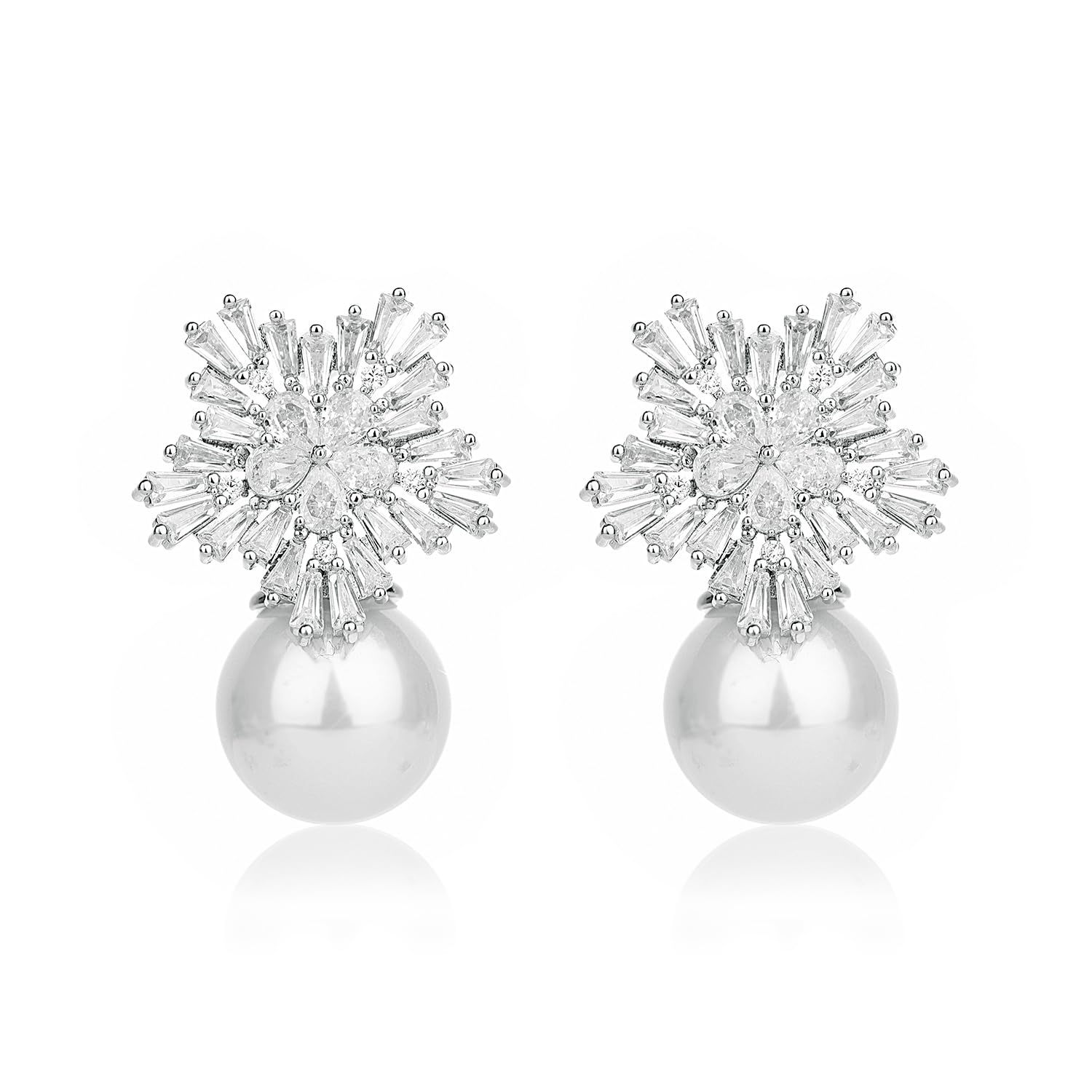 Fashion Women Chic imitation Pearl Snowflake Studs Earrings