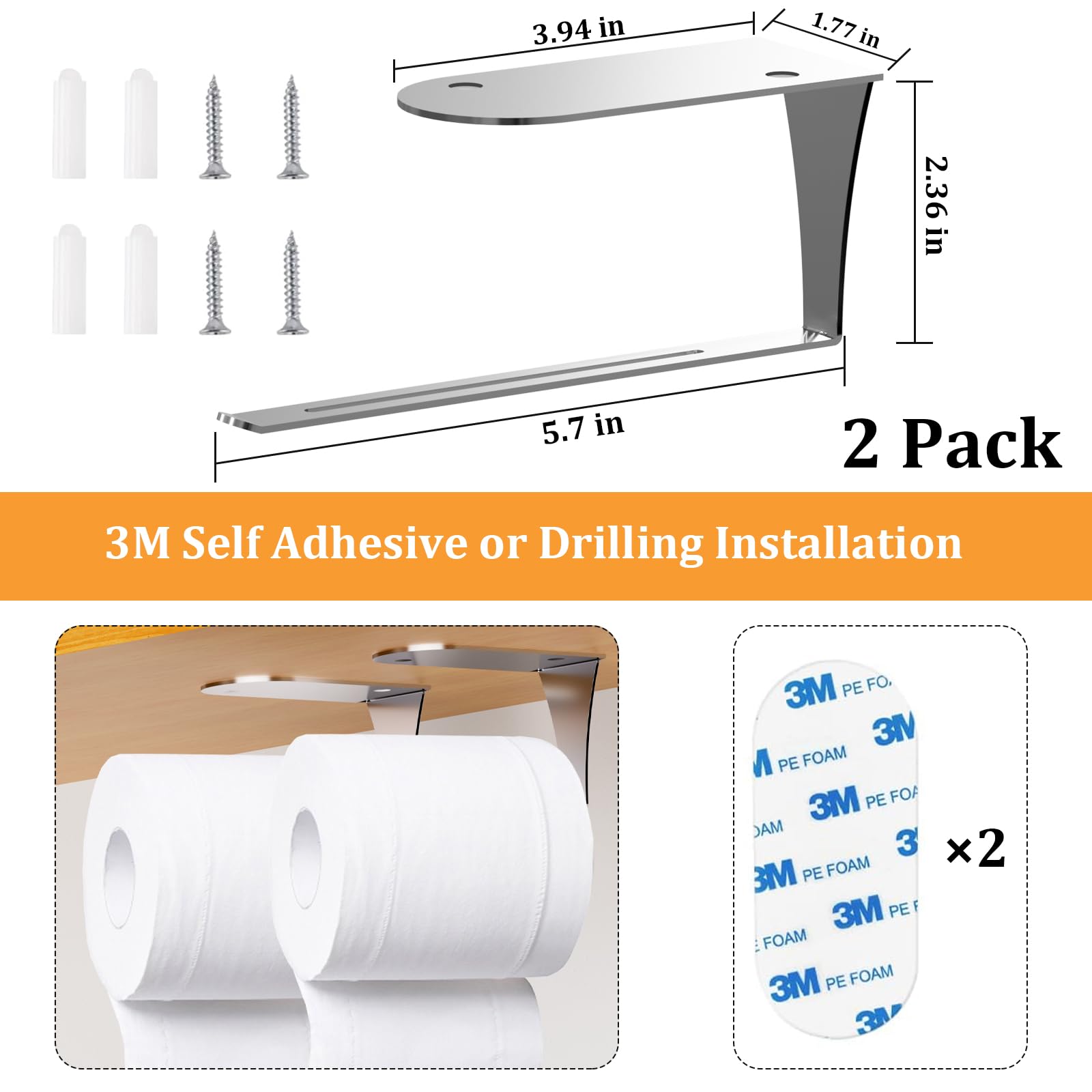 2 Pack Upgraded Tumbler Lid Organizer, Hook for Yeti/Stanley/Owala Tumbler Lid, Self-Adhesive or Drilling Tumbler Lid Hook Countertop Holders for Paper Towels for Kitchen Organizers and Storage