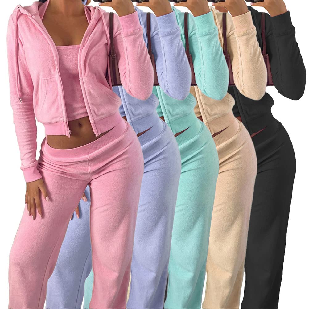 shownicer Tuta da Ginnastica Donna Tute Sportiva Completa Abbigliamento Sportiva Invernale Crop Top & Giacca Gilet & Pantaloni Completi Tute Sportiva 3 Pezzi