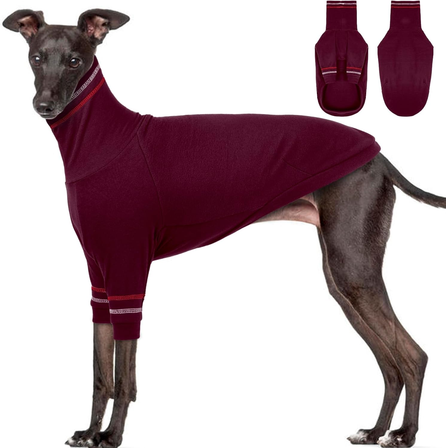 Greyhound Dog Sweater, Italian Greyhound Coat for Large Dogs, Whippet Pullover Turtleneck Stretchy Knit Sweatshirt, Greyhound Thermal Clothes Pajamas Sighthounds Jumpsuit for Cold Weather XXL