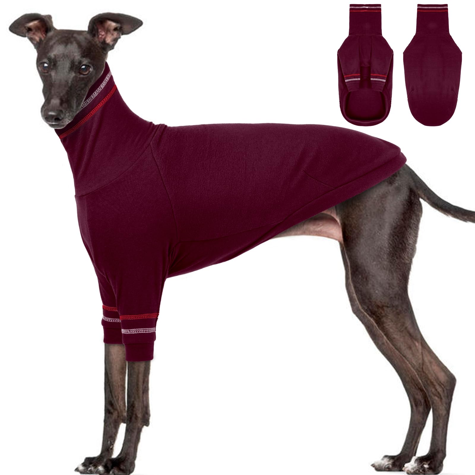 OUOBOB Greyhound Dog Sweater, Italian Greyhound Coat for Large Dogs Whippet Pullover Turtleneck Stretchy Knit Sweatshirt