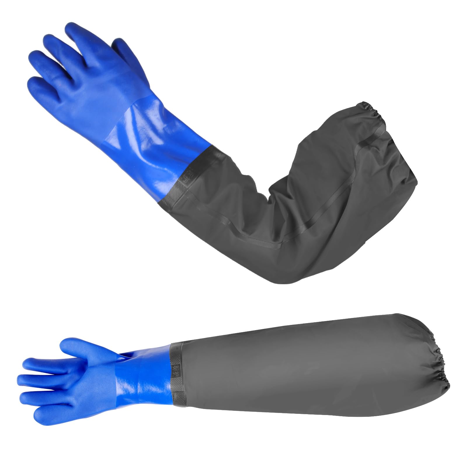 Tikplus Long Pond Gloves, 26" Arm Length Long Rubber Gloves, PVC Reusable Heavy Duty Waterproof Drain Cleaning Glove, Chemical Resistant Gauntlet Glove for Industry Fishery Gardening