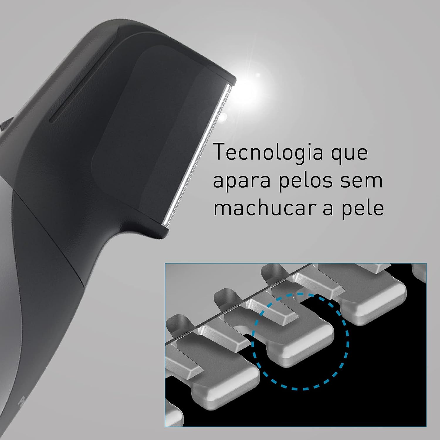 Aparador de pelos corporais para homens Panasonic V-Razor, aparador elétrico de uso seco/molhado, sem fio, com 2 acessórios, barbear multidirecional em áreas sensíveis - ER-GK80-S (Preto)