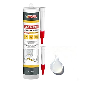 VGS 798 Professional Silicone Sealant Caulk, 10.15 oz Cartridge, 1 Pack Waterproof Silicone Sealant for Kitchen and Bathroom, Shrink Resistant, Crack Resistant