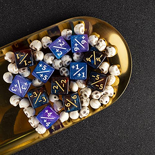 48 Pcs Magic The Gathering Token Dice Counters Marble Cube D6 Dice Glitter Sparkle Starry Sky Dice For Ccg Creature Stats Card Gaming Mtg Accessory (2-Color Mixed) #TOP3