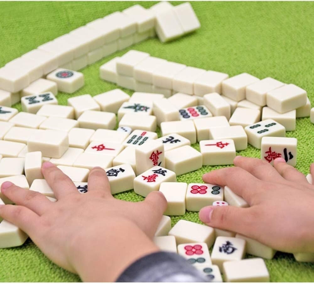 Set di Carte Mahjong, Set Mahjong Cinese, 144 Tessere digitali, Set di Giochi Mahjong Cinese(42 EU)