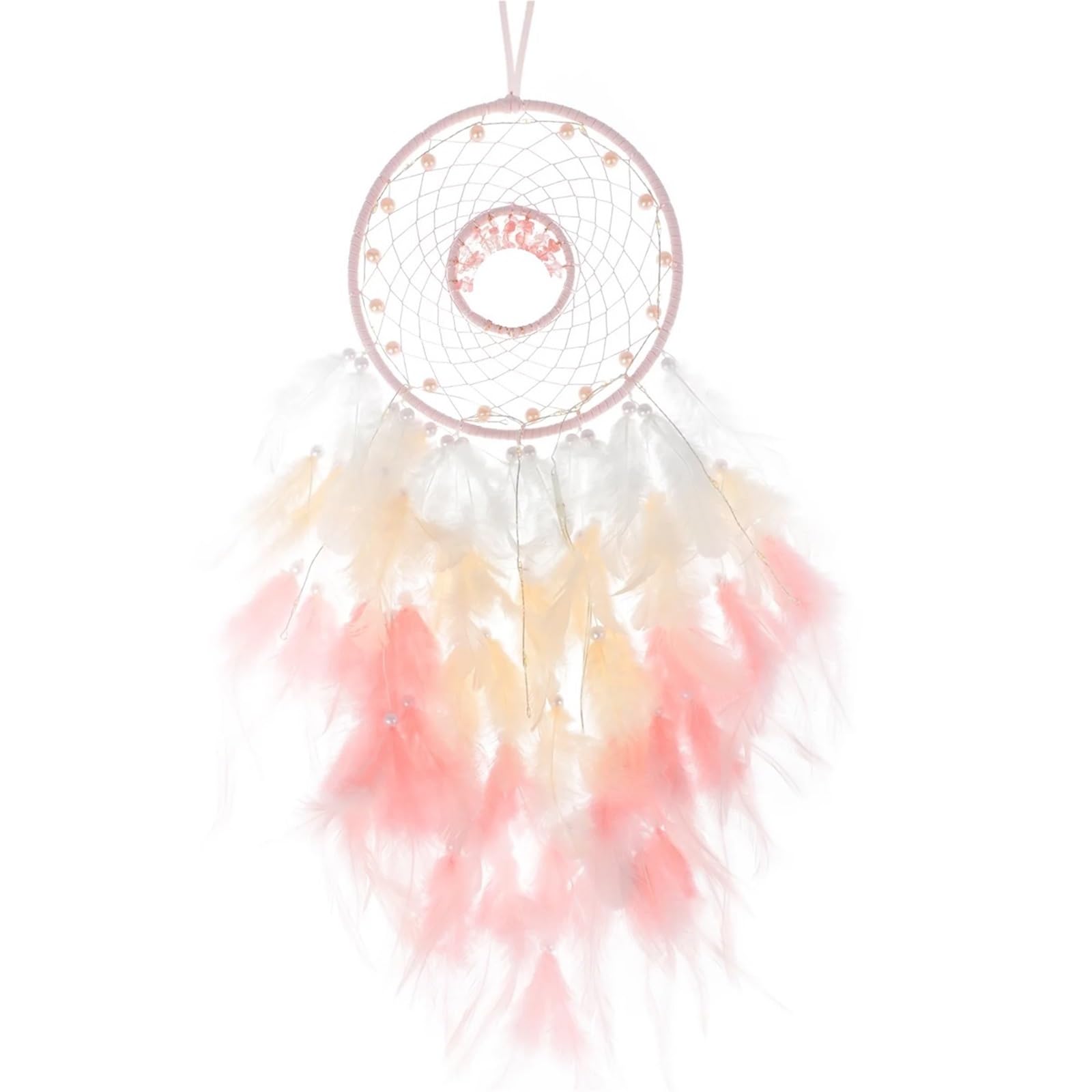 2PCS Pink Dream Catcher Handmade Feather Hanging Decoration Pendant for Bedroom