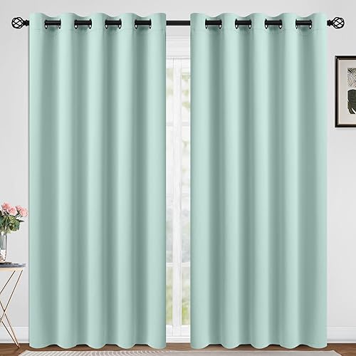 Miniatura 144 de COSVIYA Cortinas 100% opacas para dormitorio con forro negro, bloqueo de luz completa, aislamiento térmico y ojales, tratamiento de ventana de 54