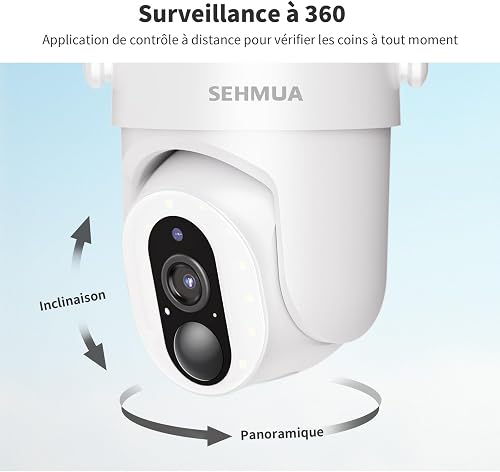 SEHMUA Telecamera Wi-Fi Esterno Batteria Senza Fili, 360° PTZ, 2Pack - 6