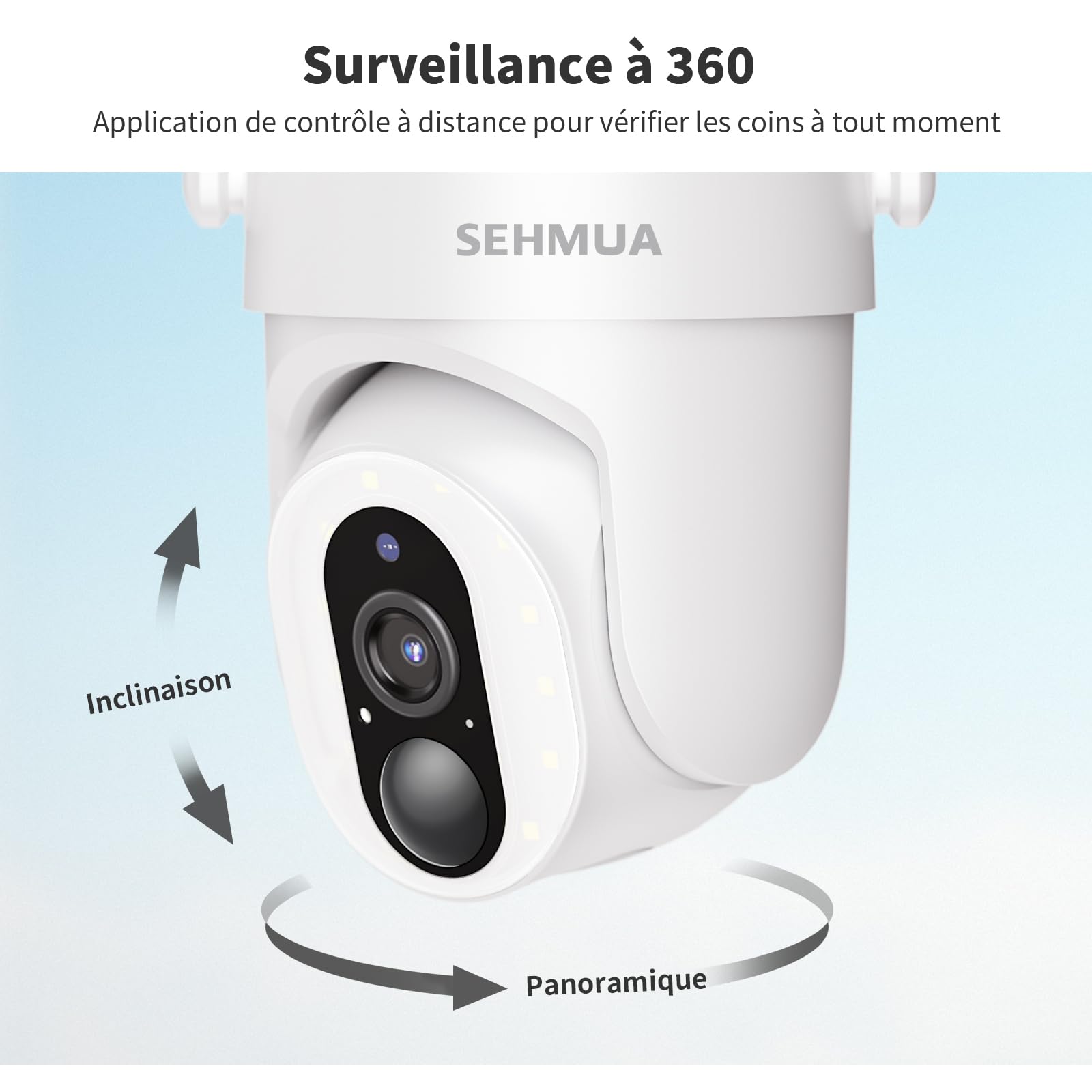 SEHMUA 2K Camera Surveillance WiFi Exterieure sans Fil Batterie