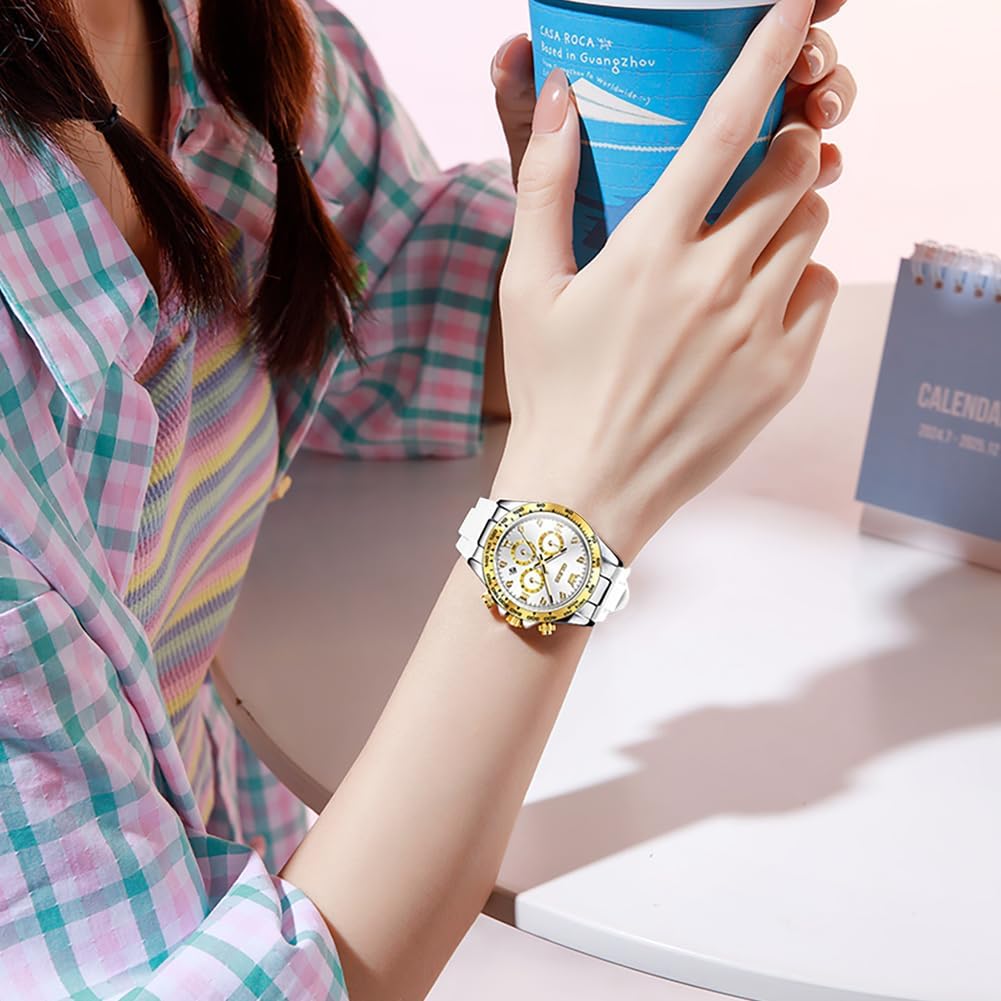 OLEVS Luxury Diamond Small Female Watches - Stainless Steel Bracelet, Waterproof Business Dress Analog Luminous Date Ladies Watches - Image 9