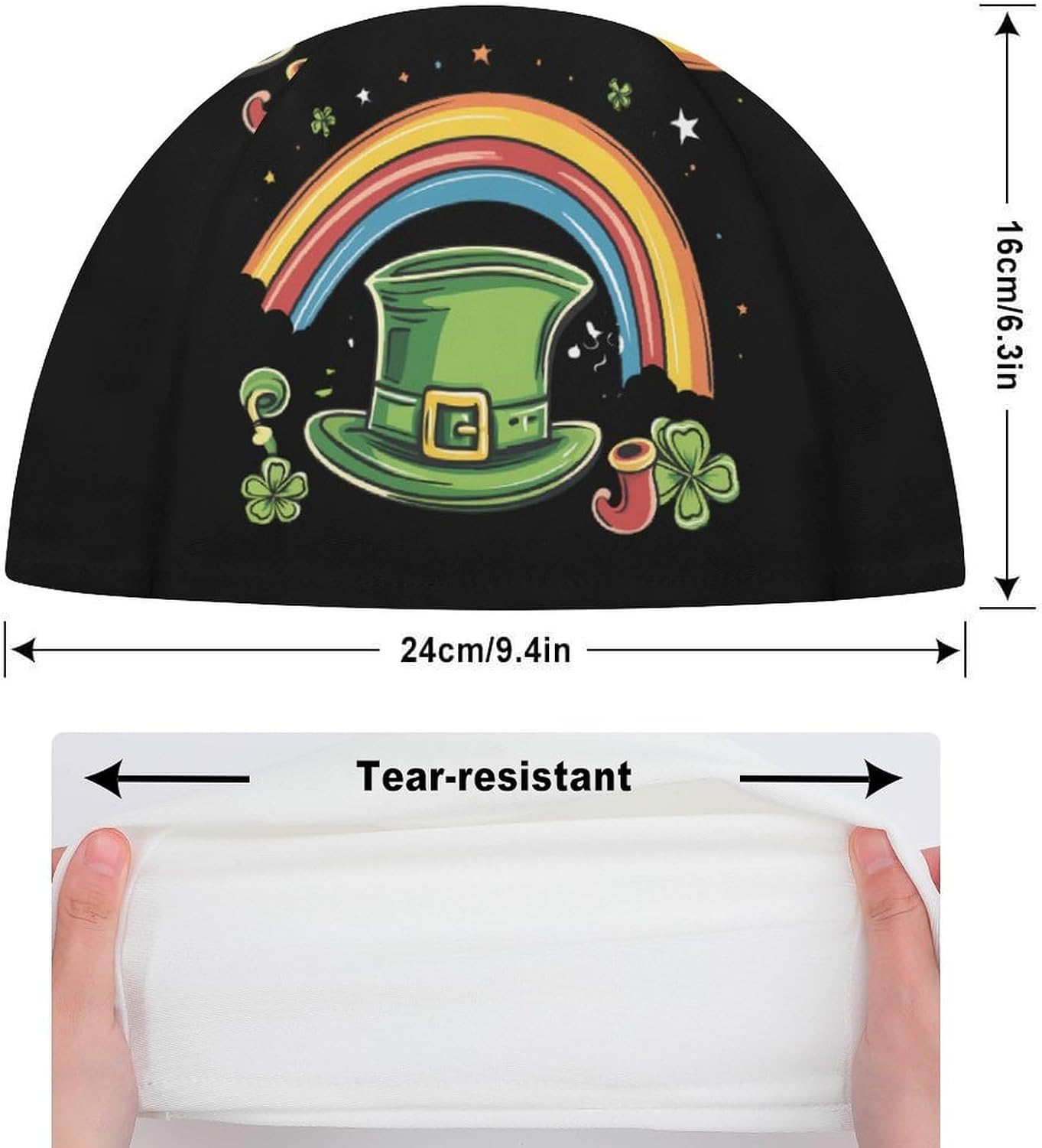 Irish Hat St Day Partick Rainbow Womens Swim Cap for Men Adult Swimming Hat Curly Short Medium Long Hair