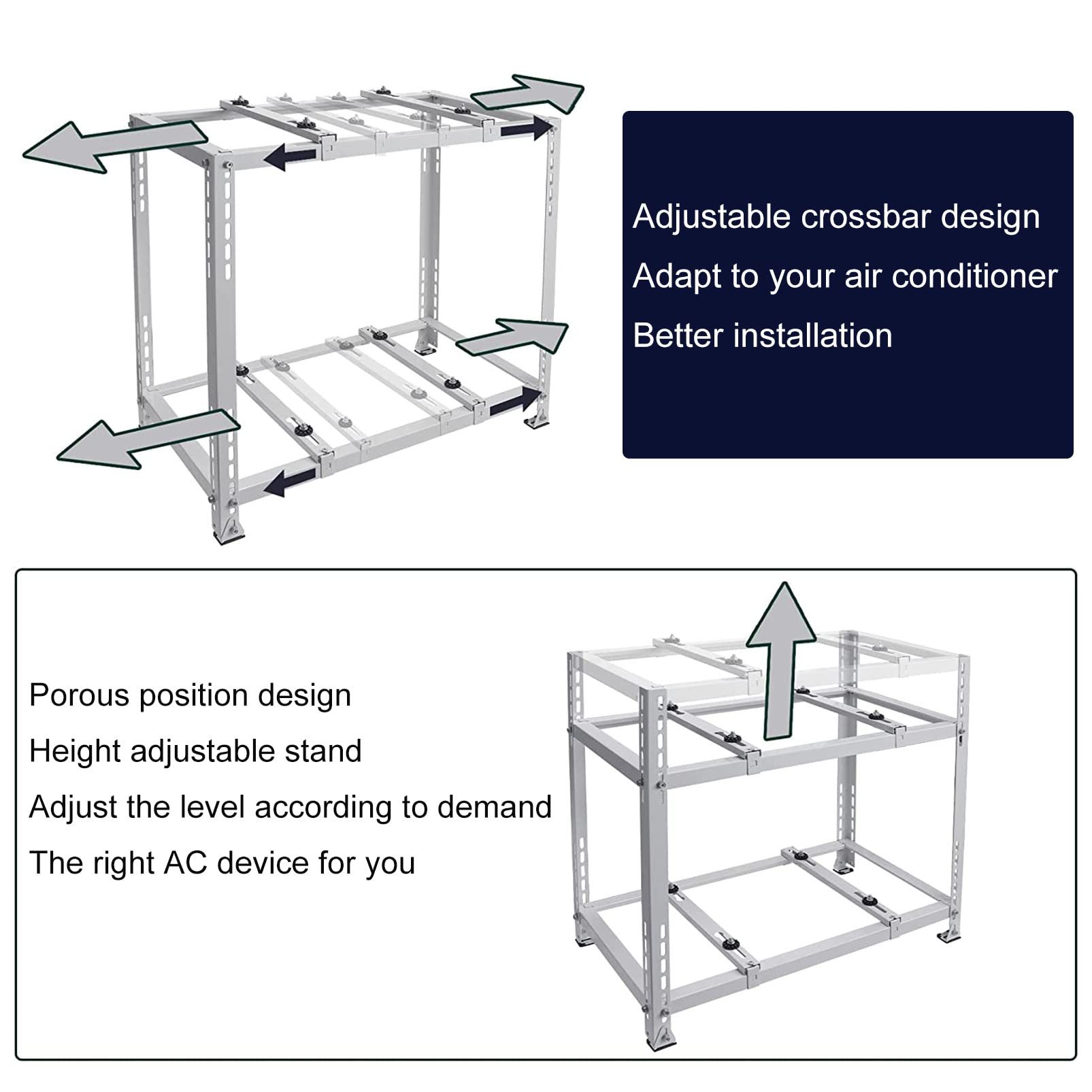 Soporte de Suelo de Dos Niveles para acondicionadores de Aire Mini Split, Soporte de Soporte de Condensador de Acero galvanizado, Base de Bomba de Calor, diseño Universal