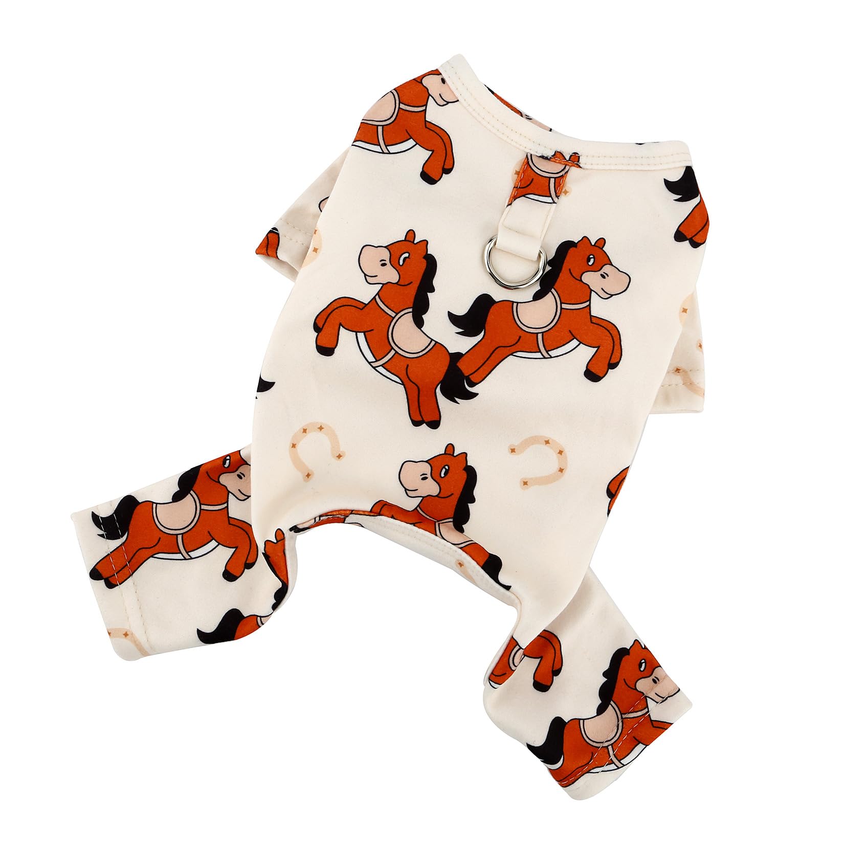 XHYRHTS Pyjama en Polaire imprimé Mignon pour Petit Chien, Chiot, Combinaison Pull avec Anneau en D Yorkie Chihuahua, vêtements de Printemps et d'été, vêtements pour Chat, Cheval, M