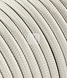 Diamètre : environ 6,2 mm Câble électrique rond Rond recouvert de tissu coloré Ivoire 2 x 0,75 pour lustres, lampes, abat jour, Design. Fabriqué en Italie .