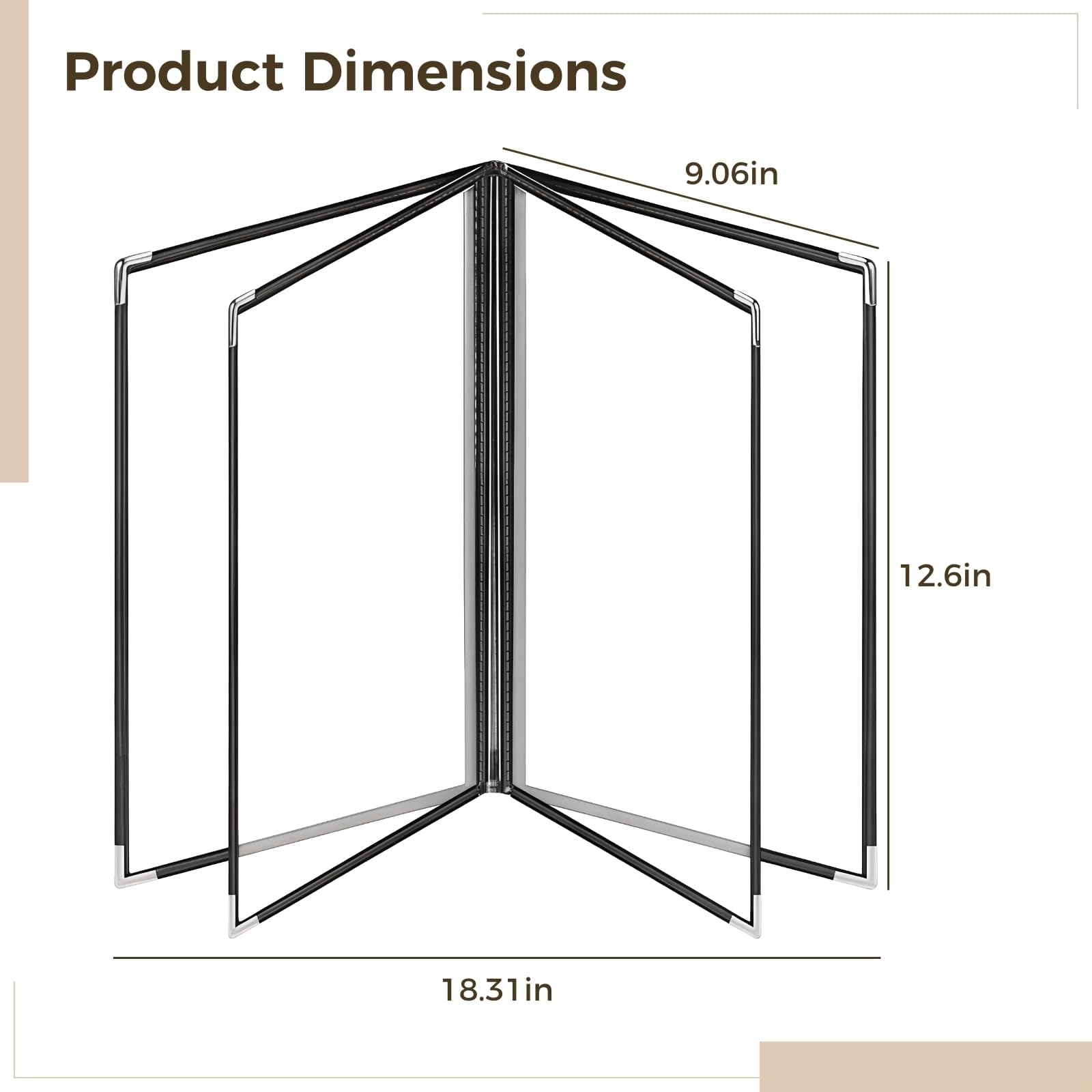 4 carpetas transparentes de PVC para menús con bordes negros, perfectas para restaurantes, cafeterías, hoteles, 8 páginas