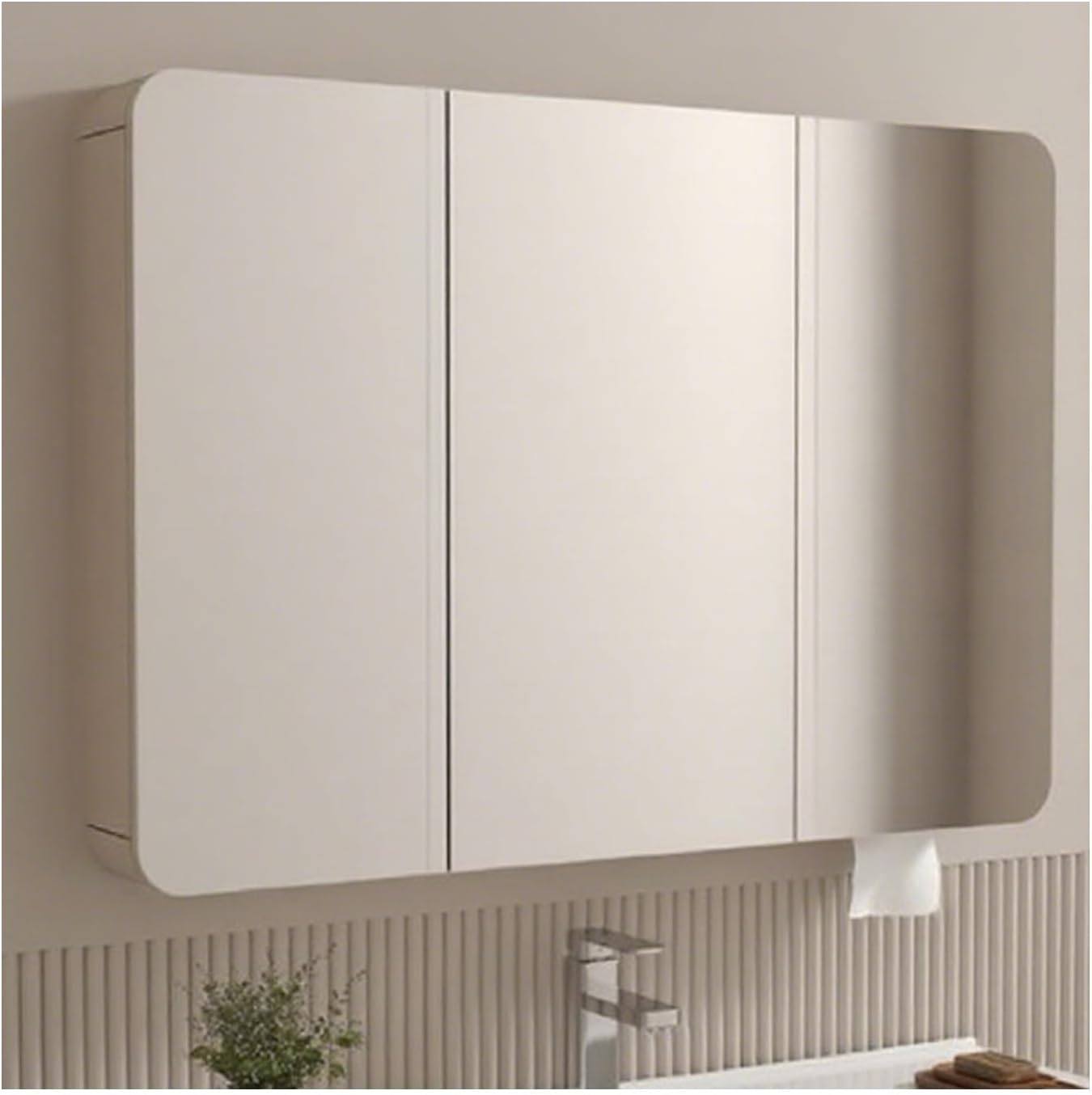 Space-Saving Wall-Mounted Bathroom Vanity with Mirror Multi-Layer Storage Cabinet for Bathrooms Laundry Rooms and Living Rooms