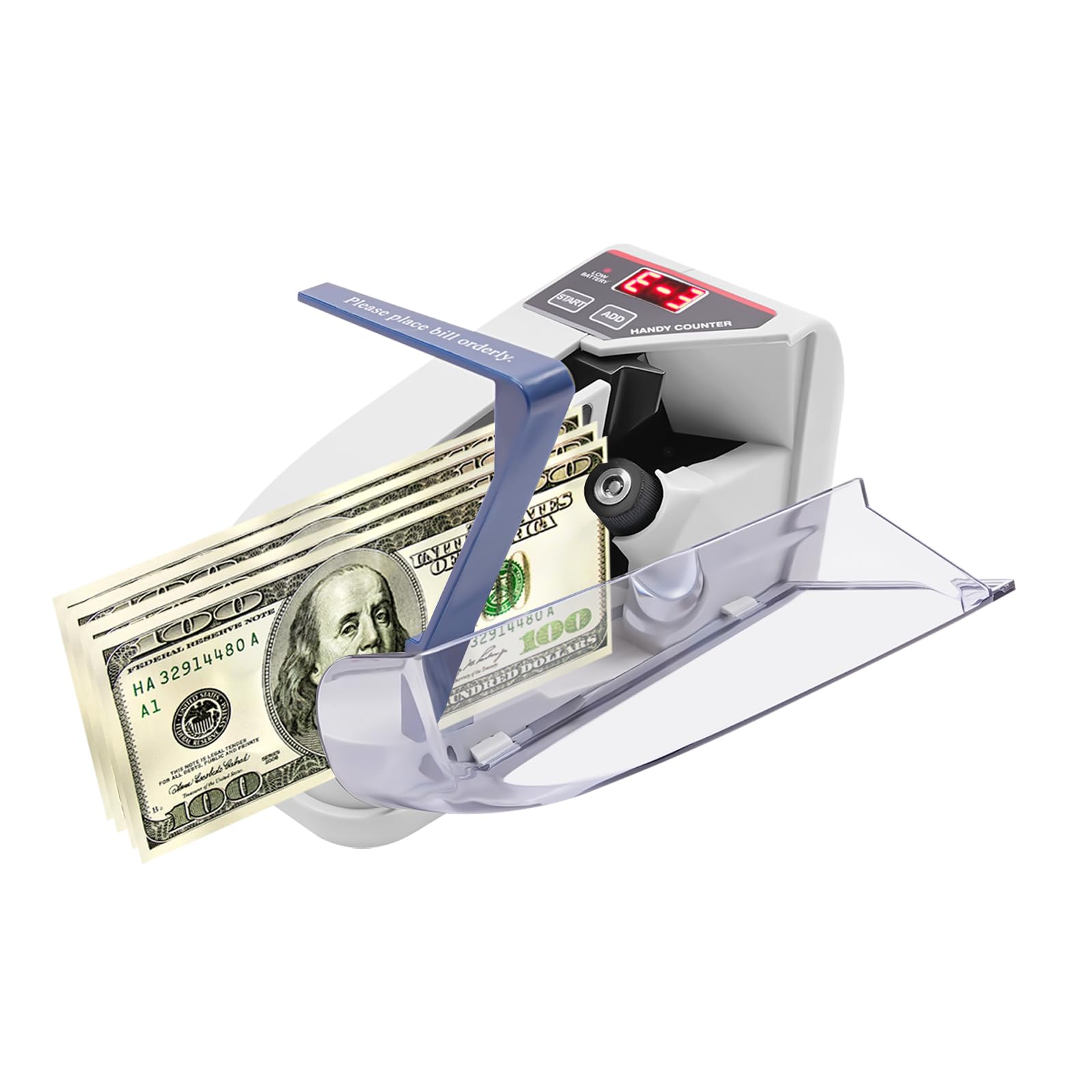 Compteuse de billets mobile, portable, 19 x 7 x 10,2 cm, 600 feuilles/minute, affichage LED, compteur de billets pour banques, magasins