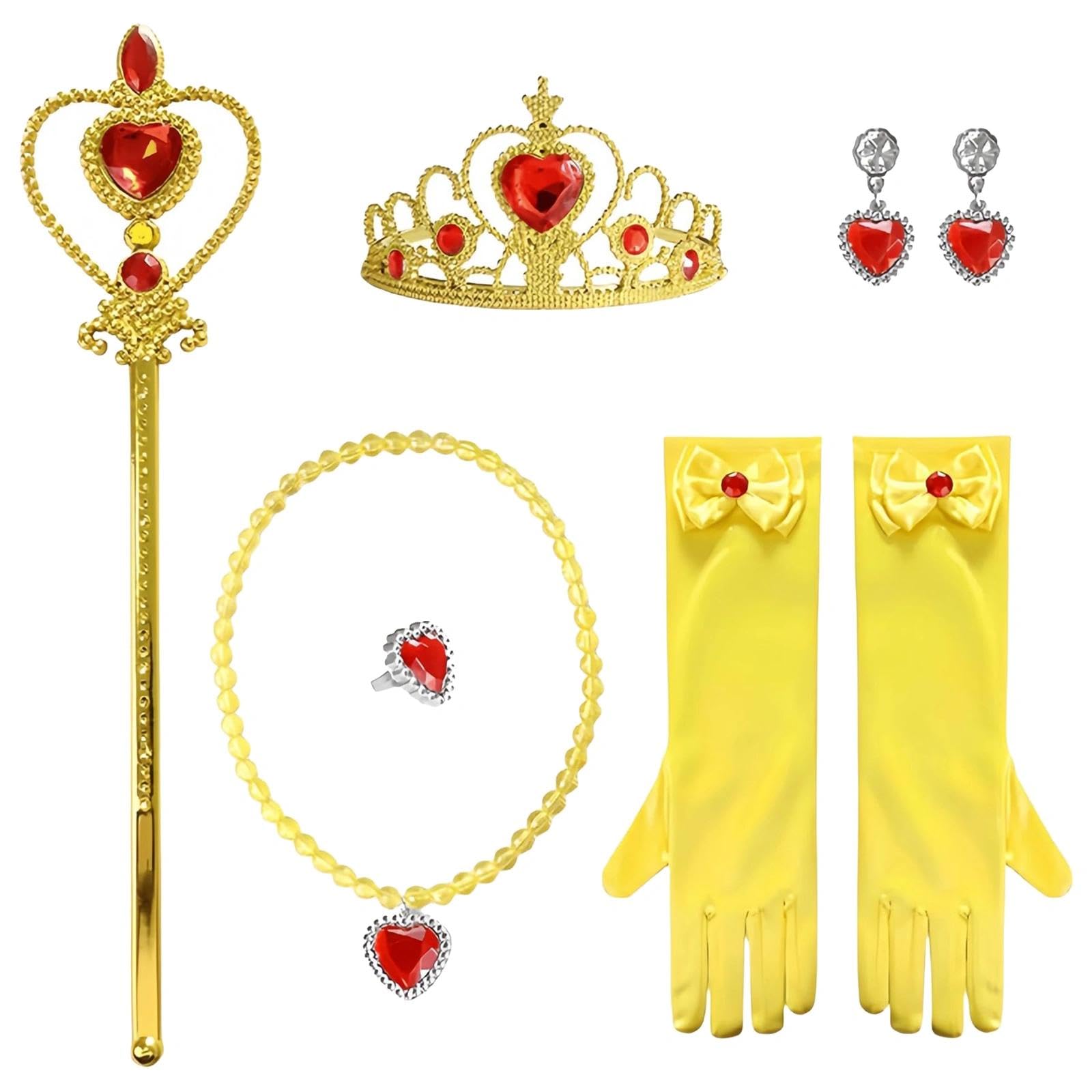 ZXTGBQ 6 Pcs Princess Dress Up Accessories, Girl’s Costume Fancy Dress Up Toys, Included Crowns, Wands, Necklaces, Rings - Image 2