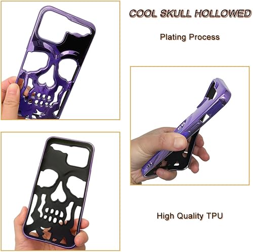 Miniatura 5 de Funda de teléfono con diseño de calavera chapada en lujo, para iPhone 11, funda de metal hueca y suave, cubierta de teléfono con talla de