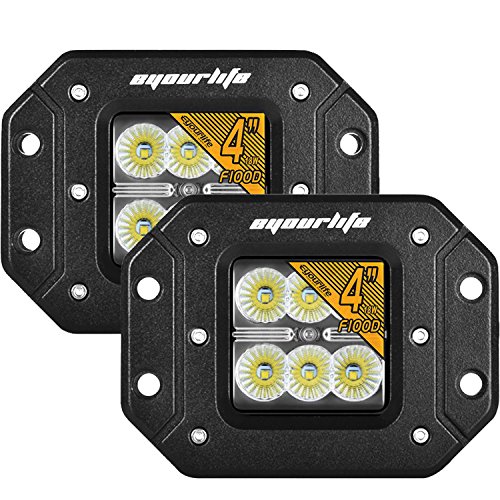 Eyourlife 2PCS 18W 1620LM CREE Flood Led Work Light Bar Flush Mount Light Auto Work Light Driving Fog Light Pods for off-Road SUV Pickup Boat 4x4 Jeep SUV