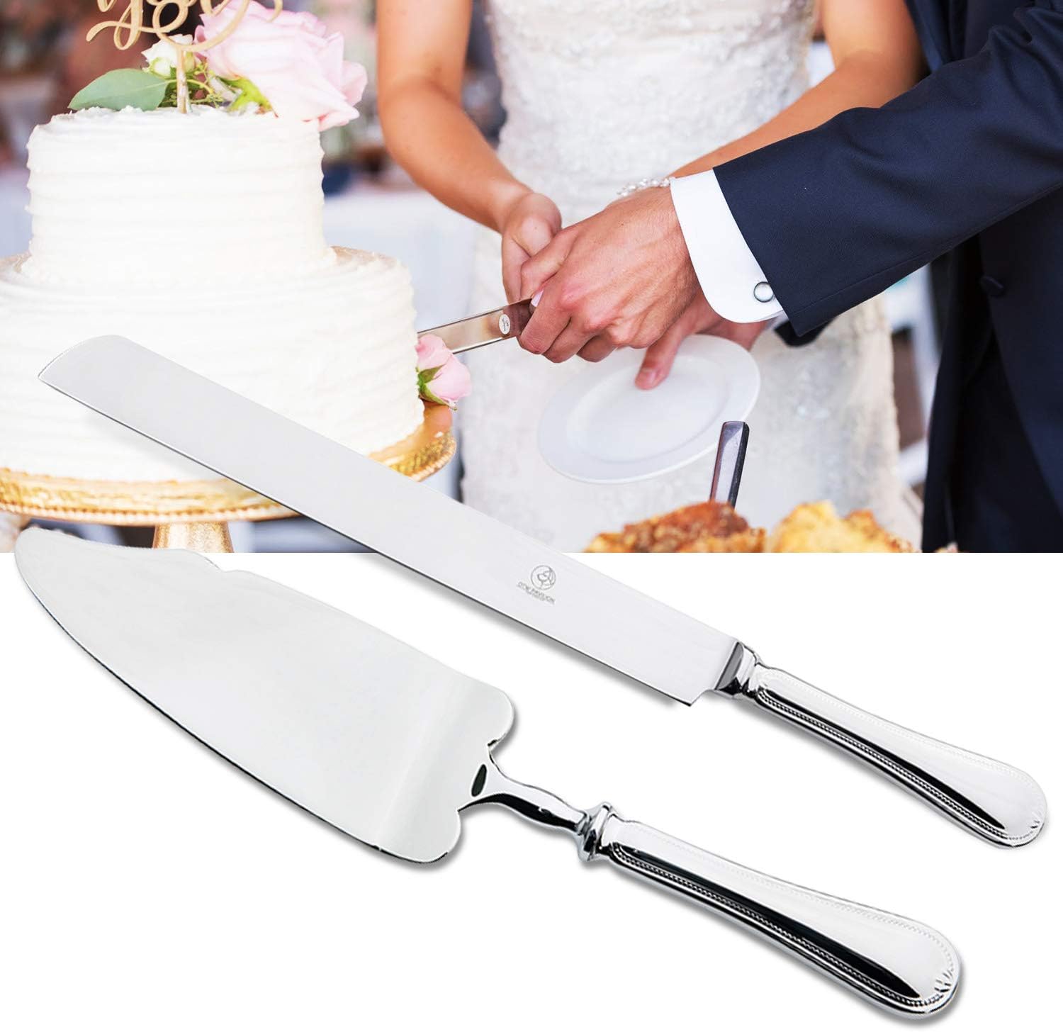 OTW PAVILION 2 Piece Wedding Cake Server Set,18/10